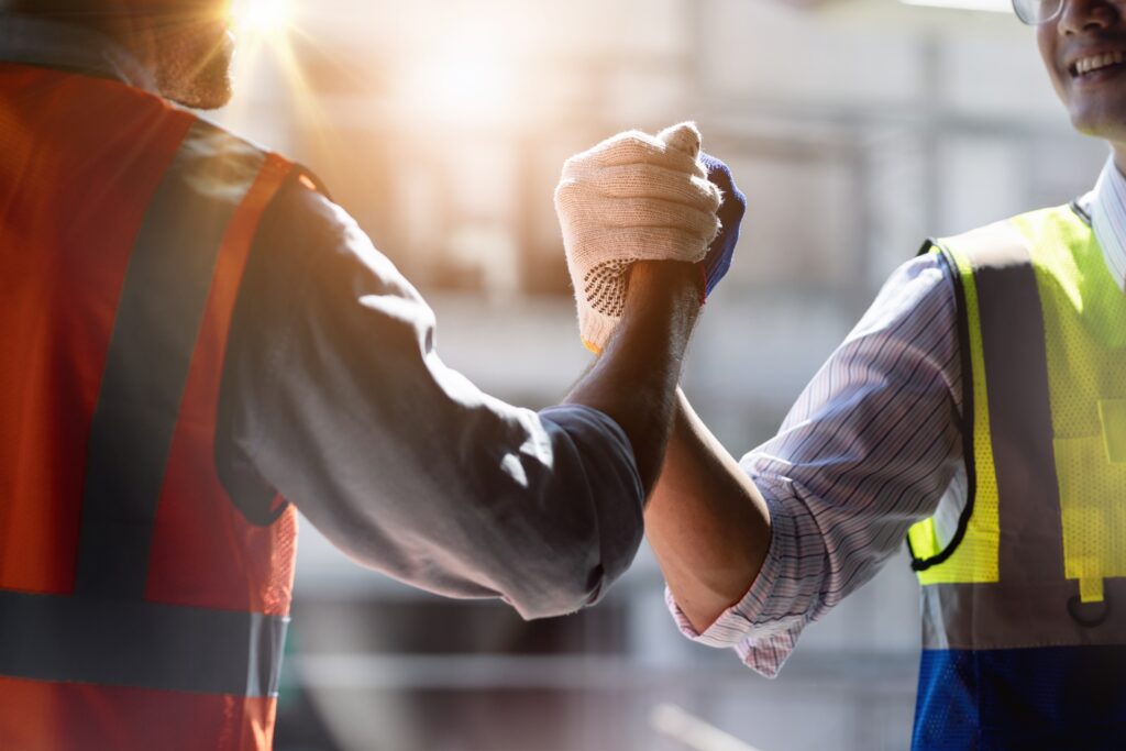 Workers at an industrial plant